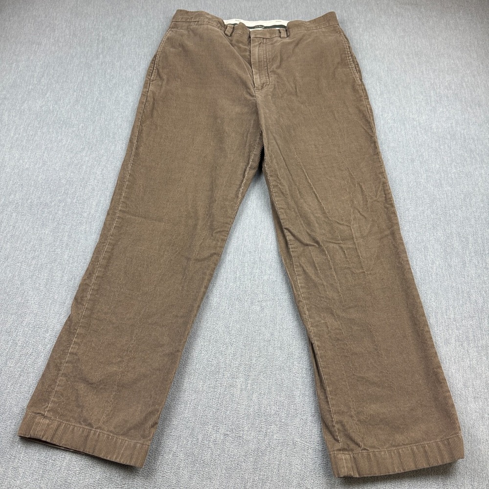 L.L. Bean‎ Corduroy Pants Mens 33x29 Brown Tan Comfort Waist Stretch Classic Fit